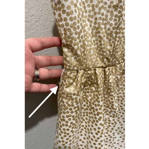 MODCLOTH Spellbinding Gold Polka Dots Antique White Sleeveless Mini Dress - Picture 5 of 5